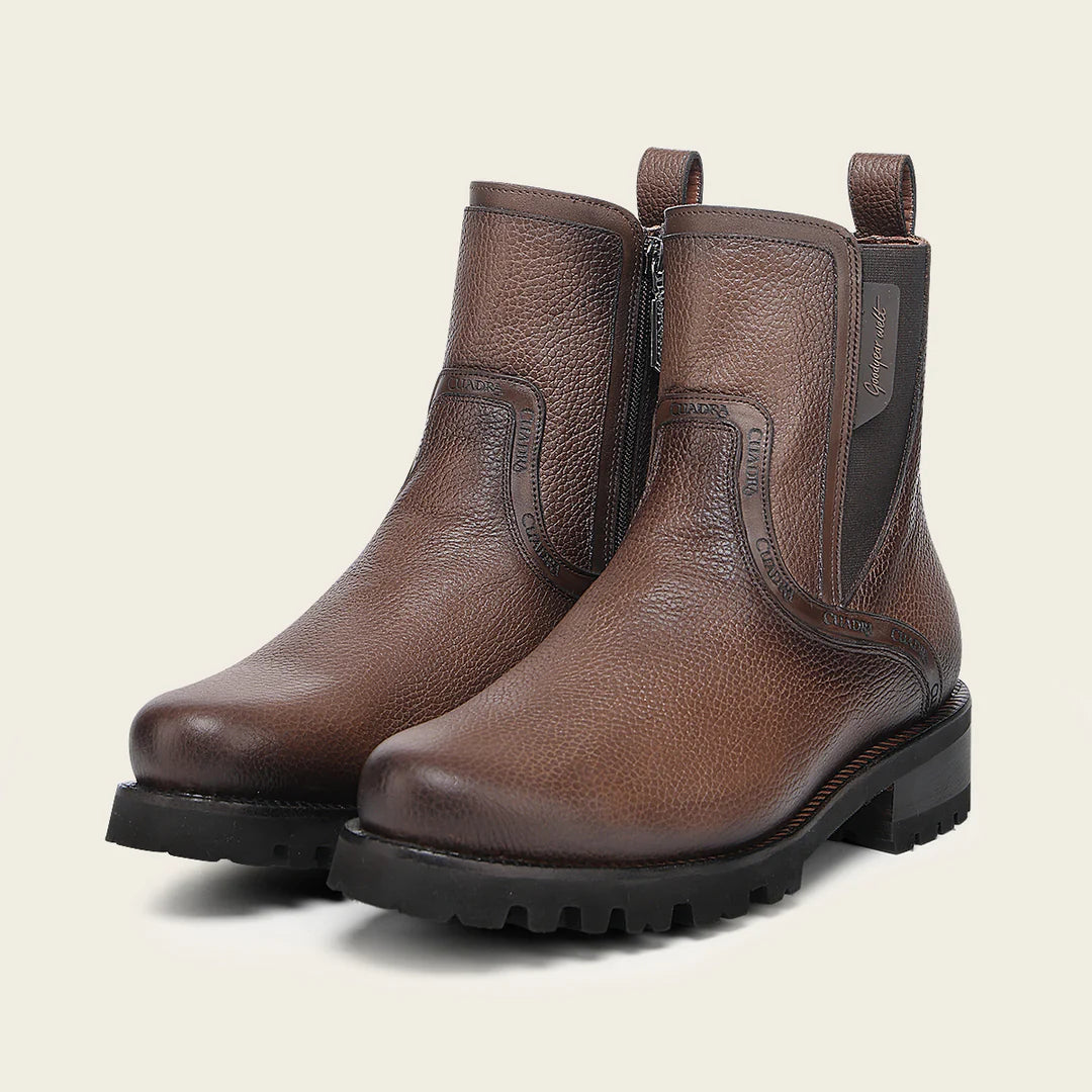 4D30RS - Cuadra honey dress casual deer leather zip ankle boots for men