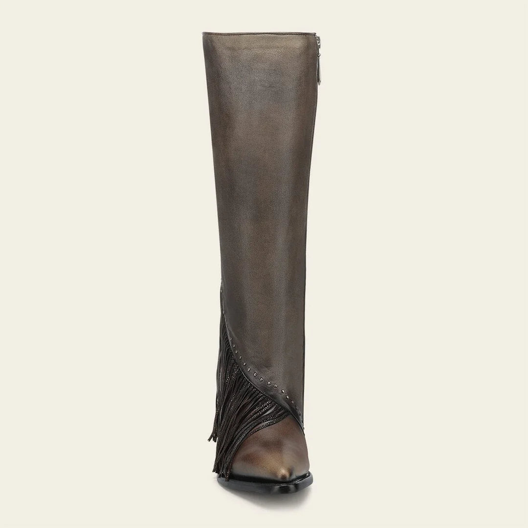 4I21RS - Cuadra brown western cowgirl cowhide leather ankle boots for women