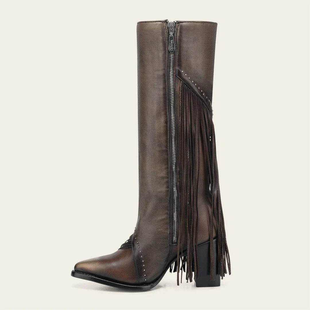 4I21RS - Cuadra brown western cowgirl cowhide leather ankle boots for women