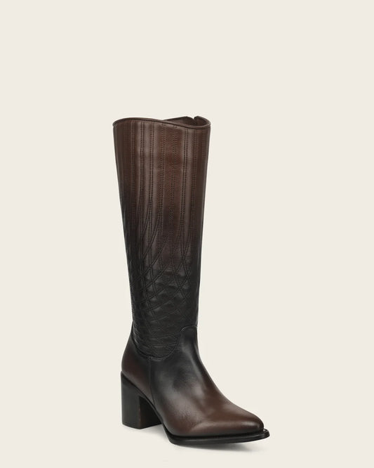 4Q28RS - Cuadra brown gradient quilted leather knee high boots for women