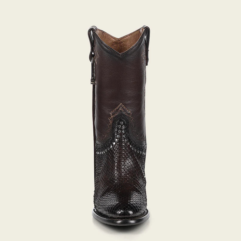 4V11PM - Cuadra chocolate western cowgirl python skin ankle boots for women