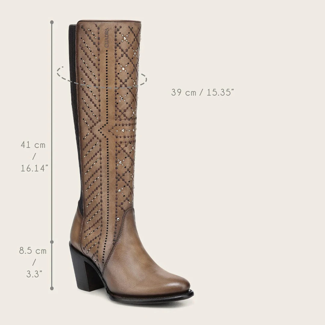 4V24RS - Cuadra almond western cowgirl leather boots for women