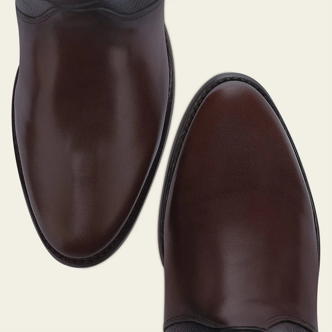 4X01RS - Cuadra chocolate casual fashion leather strapped tall boots for women