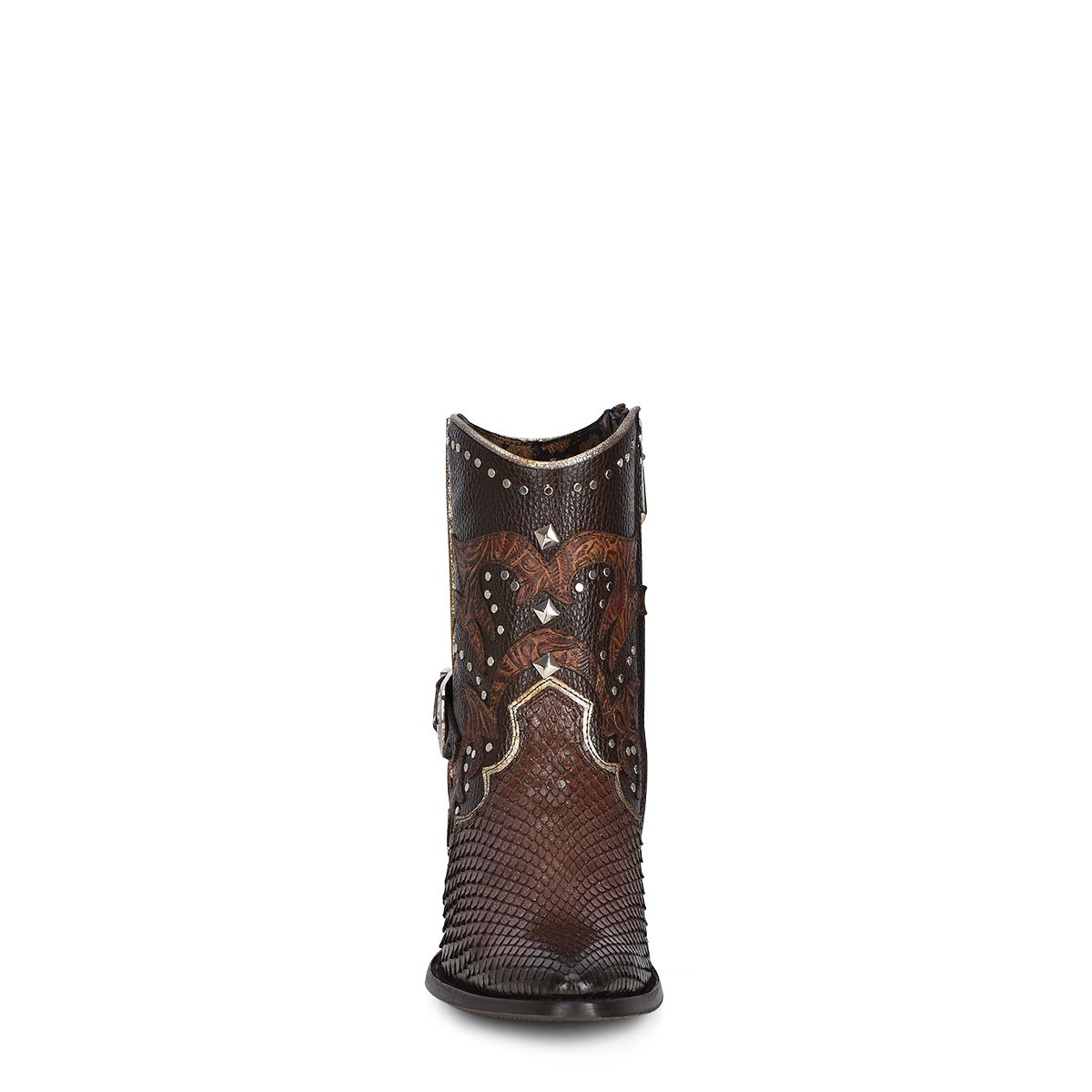 4A22PM - Cuadra brown western cowgirl python ankle boots for women-Kuet.us