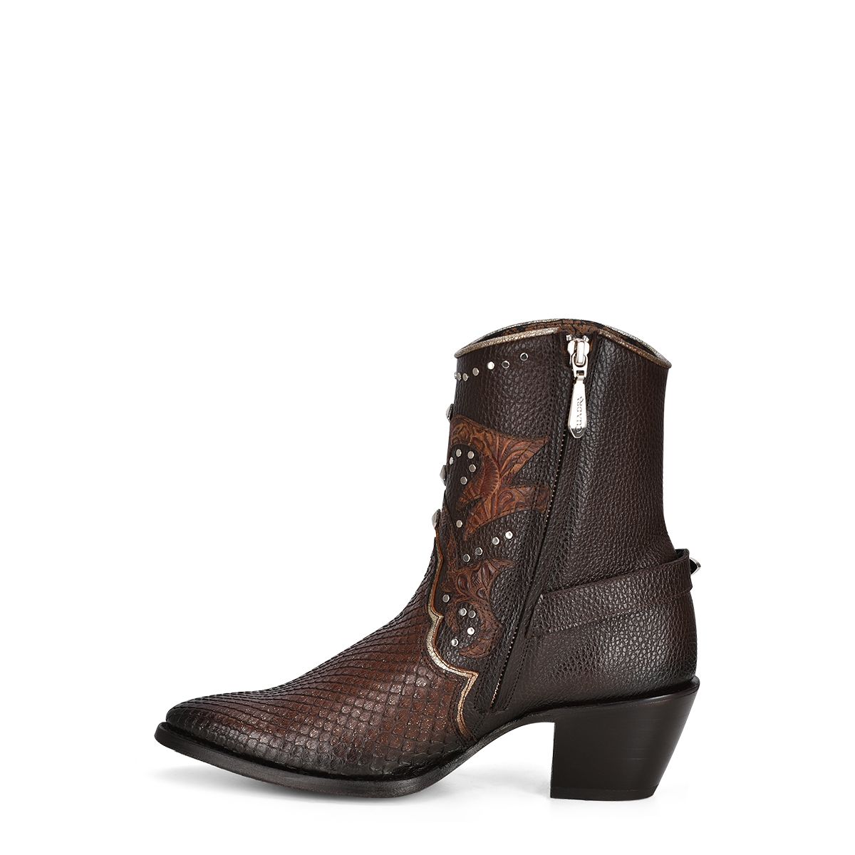 4A22PM - Cuadra brown western cowgirl python ankle boots for women-Kuet.us