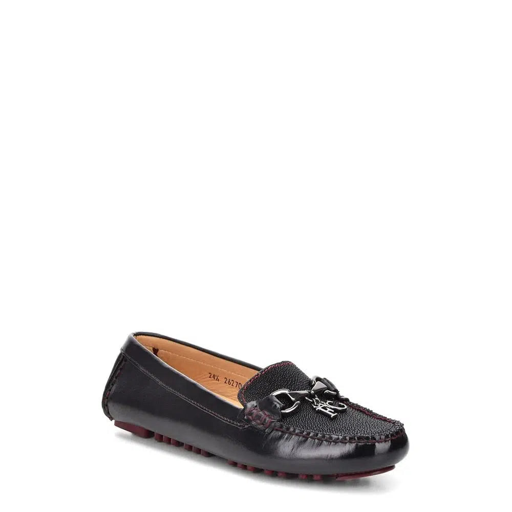 4J0MTTS - Cuadra black casual fashion stingray leather bit driving moccasins for women-Kuet.us
