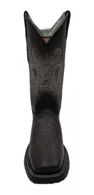 4M02RS - Cuadra black western cowgirl cowhide leather rodeo boots for women-Kuet.us