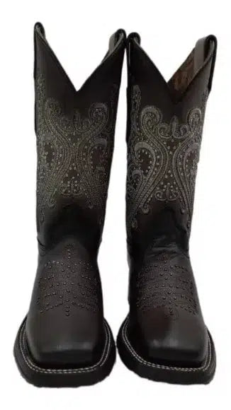 4M02RS - Cuadra black western cowgirl cowhide leather rodeo boots for women-Kuet.us