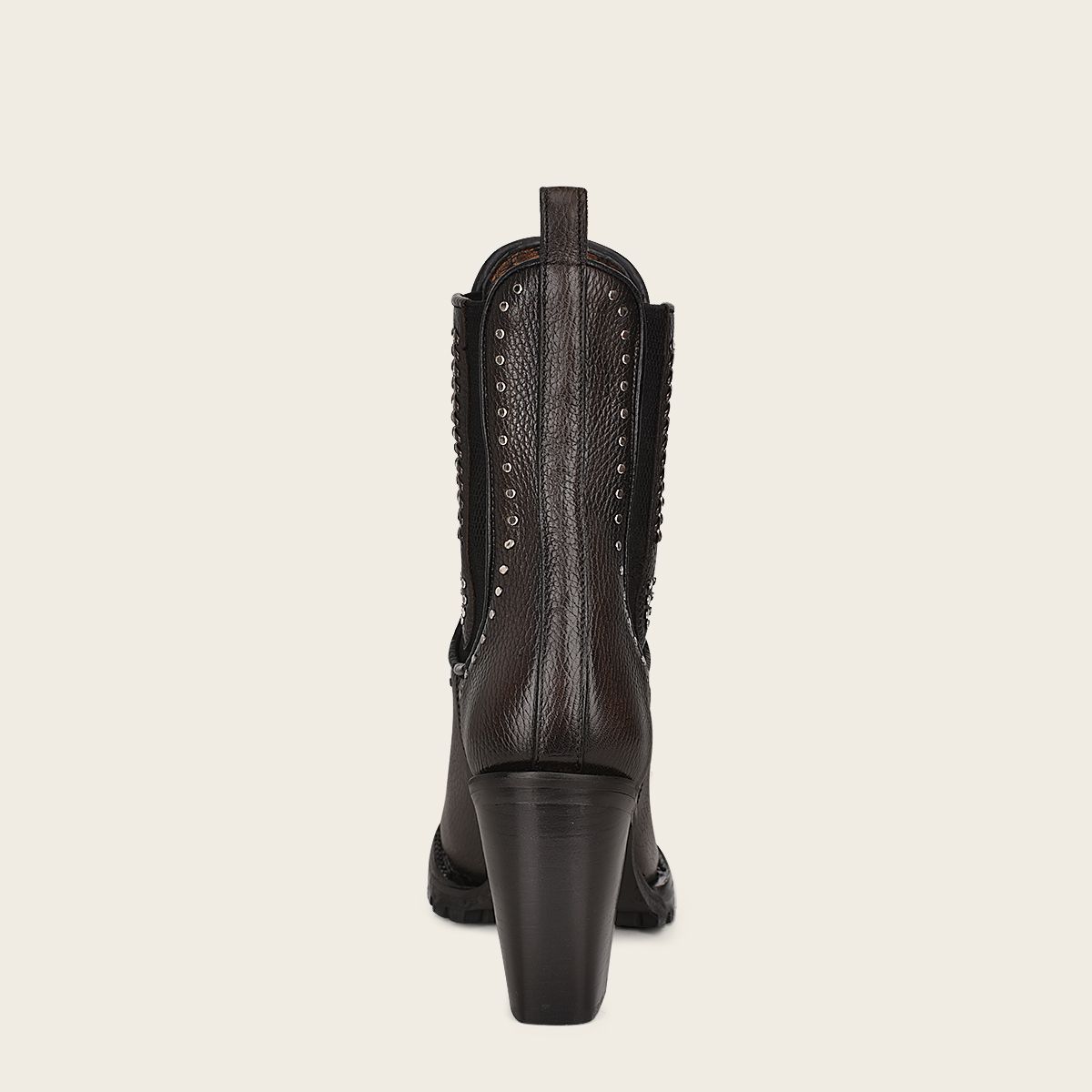 4N01RS - Cuadra black fashion western leather stud's ankle booties for women-Kuet.us