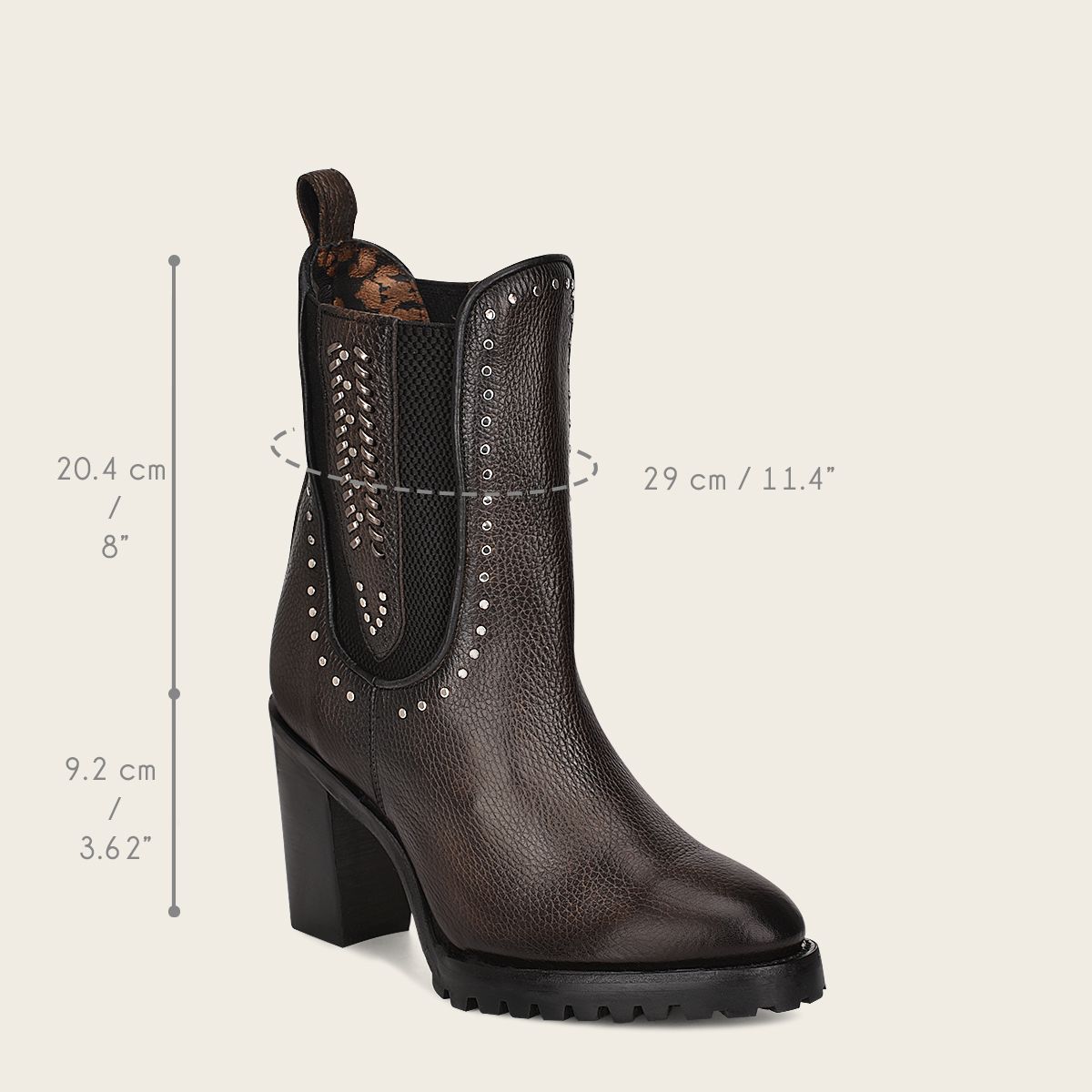4N01RS - Cuadra black fashion western leather stud's ankle booties for women-Kuet.us