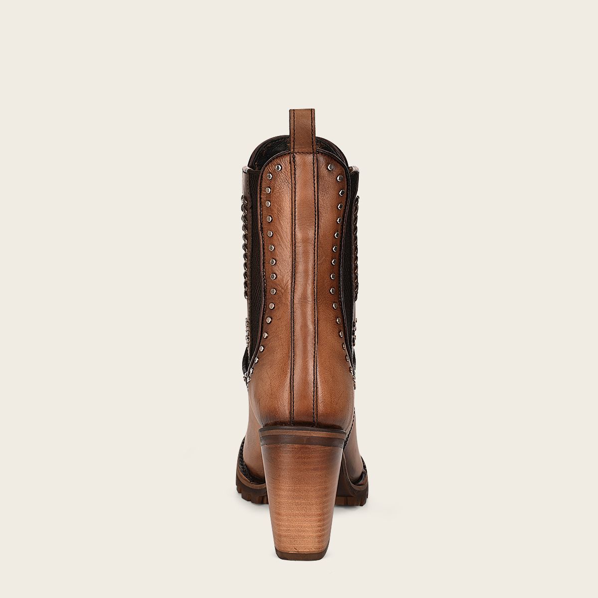 4N01RS - Cuadra brown fashion western leather studs ankle booties for women-Kuet.us