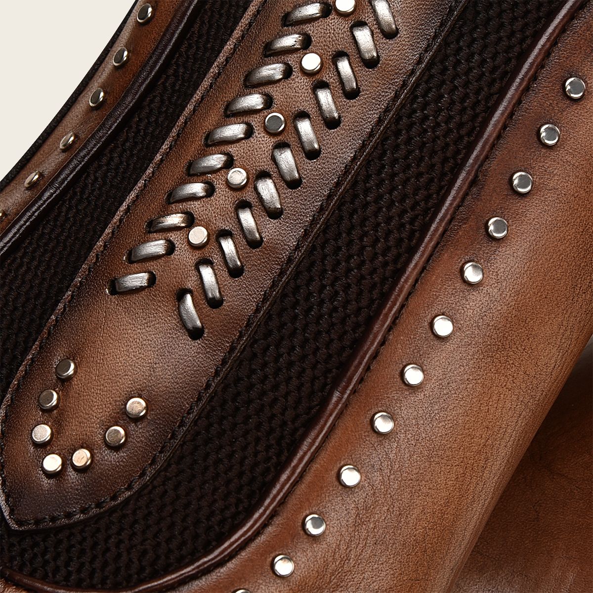 4N01RS - Cuadra brown fashion western leather studs ankle booties for women-Kuet.us