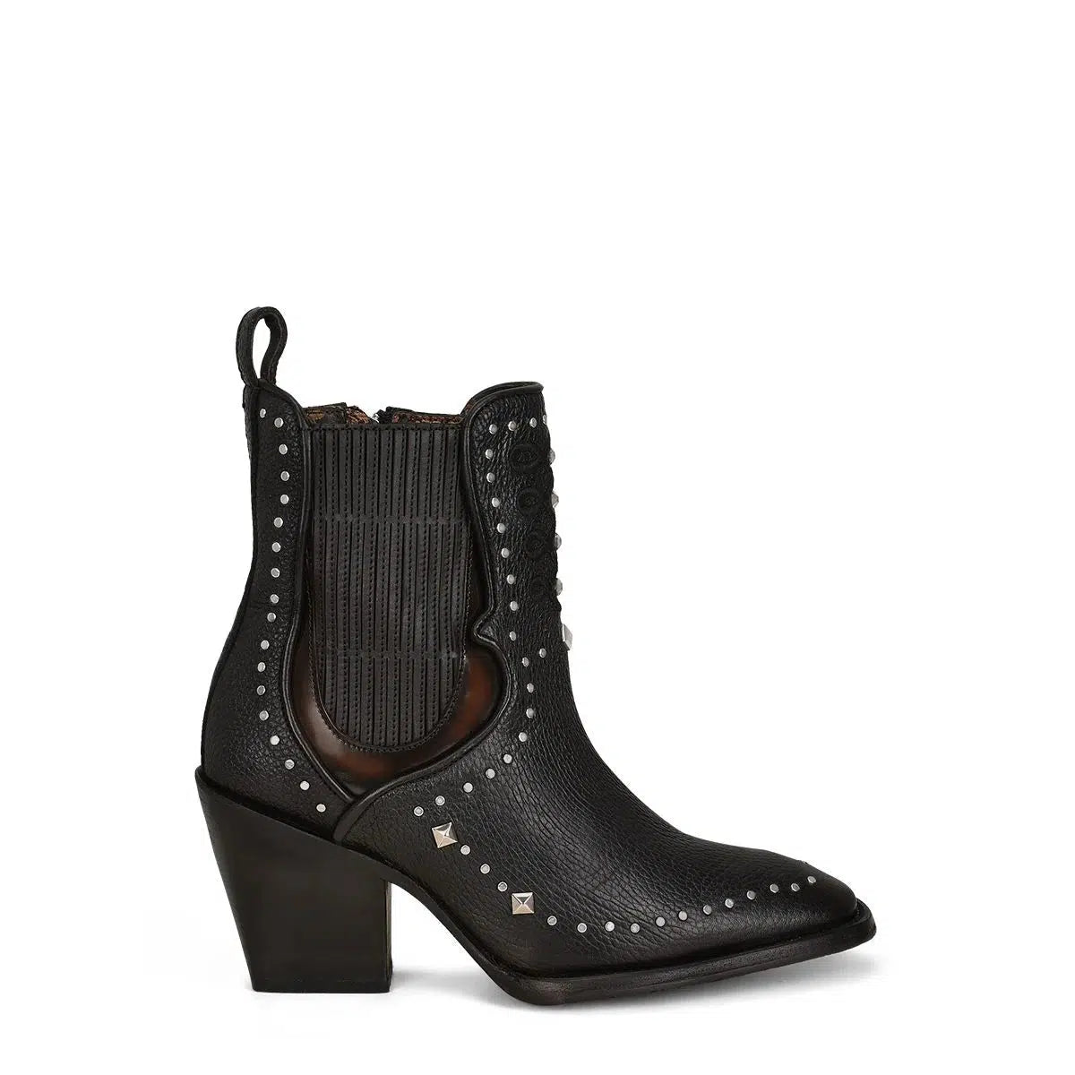 4P04RS - Cuadra black fashion cowboy cowhide leather ankle boots for women-Kuet.us