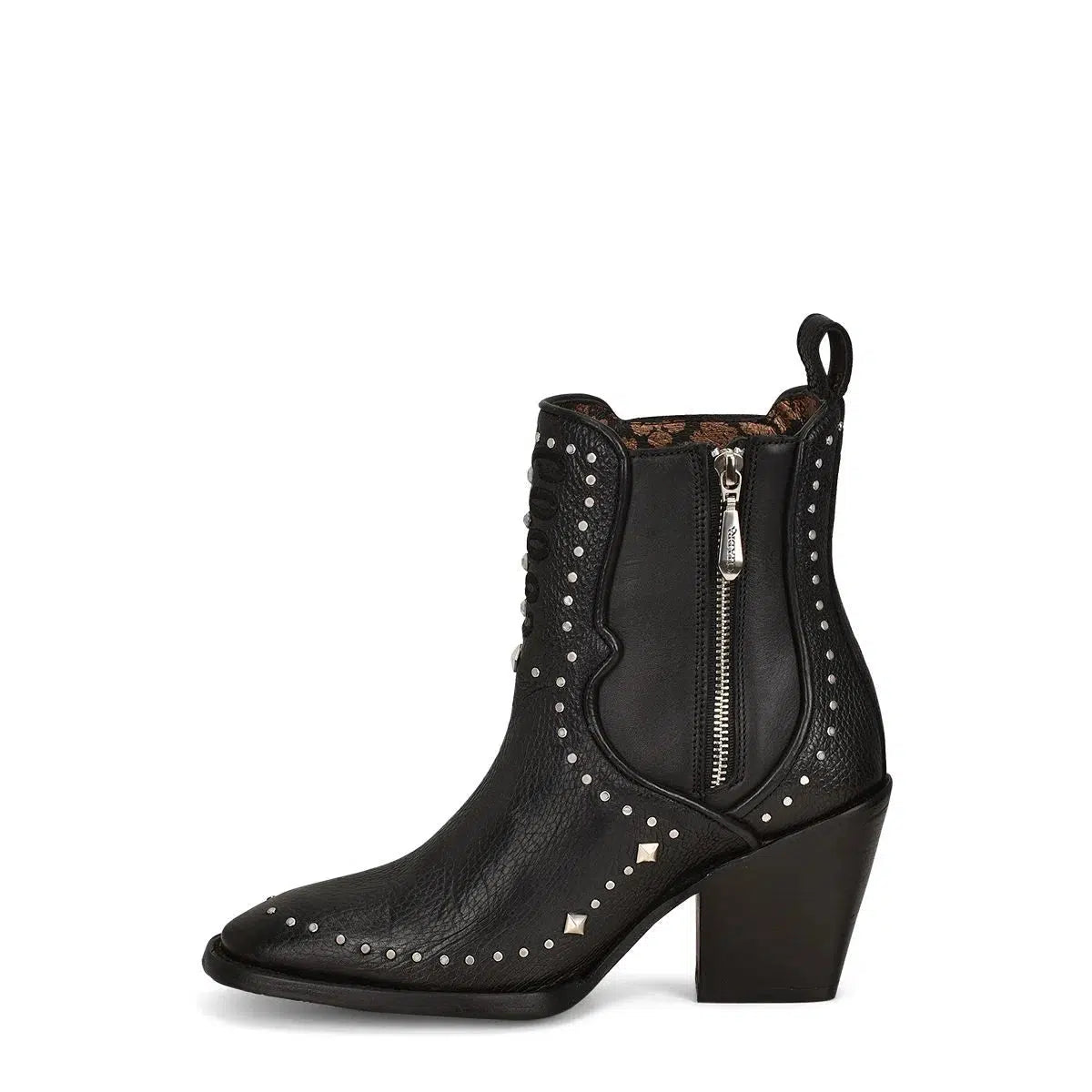 4P04RS - Cuadra black fashion cowboy cowhide leather ankle boots for women-Kuet.us