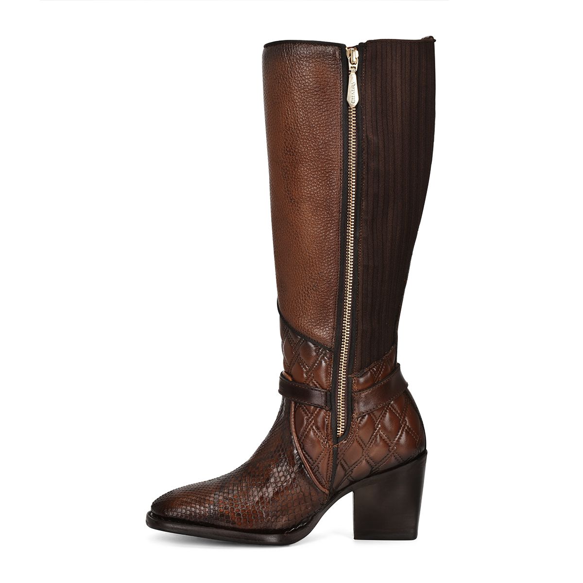 4P05PH - Cuadra brown western cowgirl python skin strapped boots for women-Kuet.us