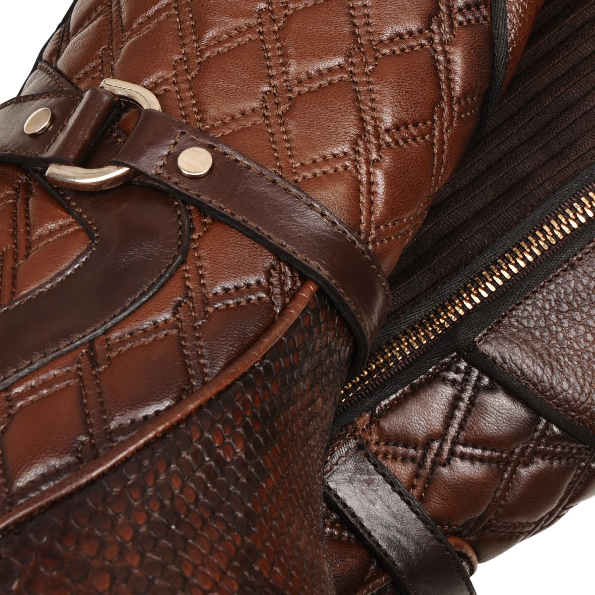 4P05PH - Cuadra brown western cowgirl python skin strapped boots for women-Kuet.us