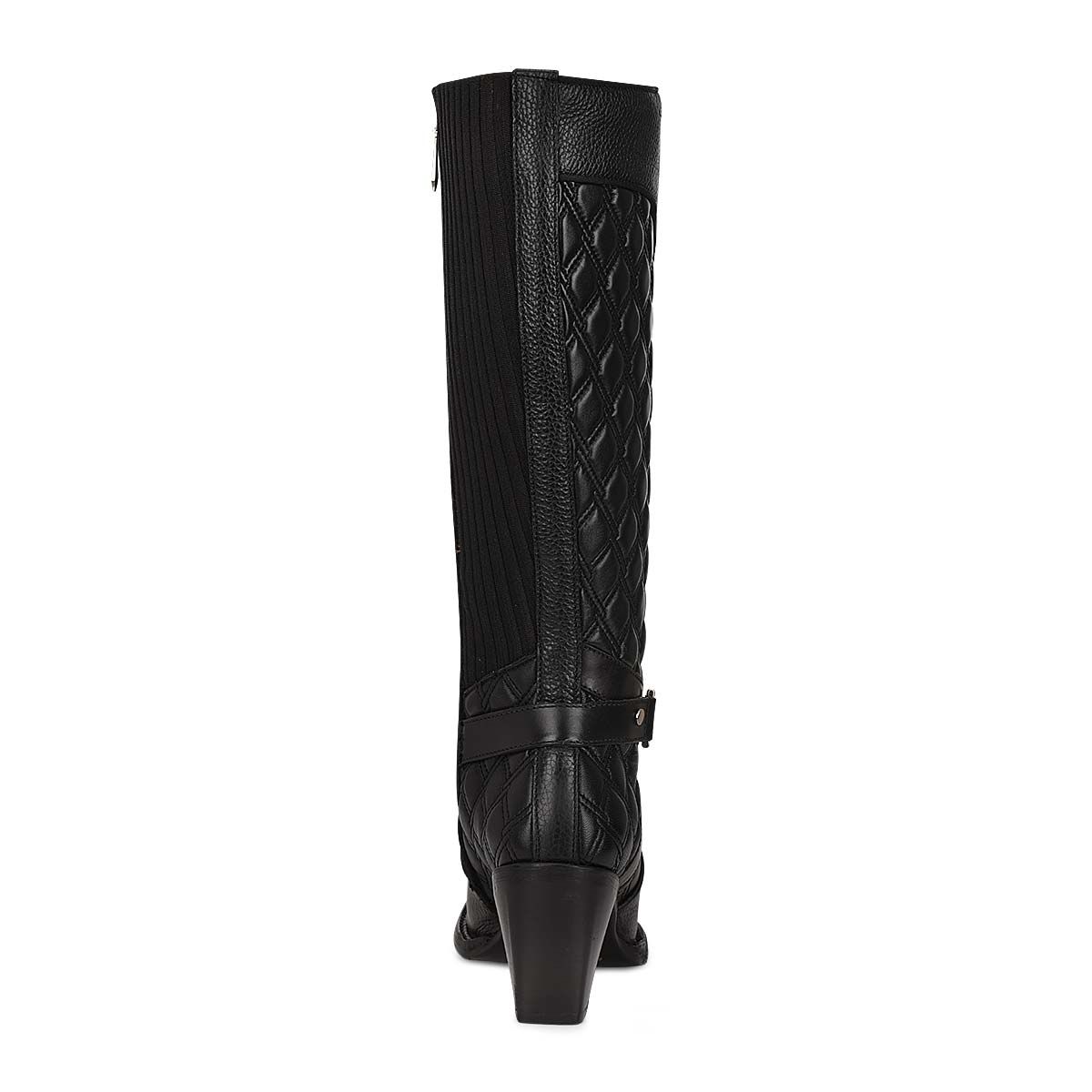 4P05RS - Cuadra black fashion cowhide leather strapped knee-high boots women-Kuet.us