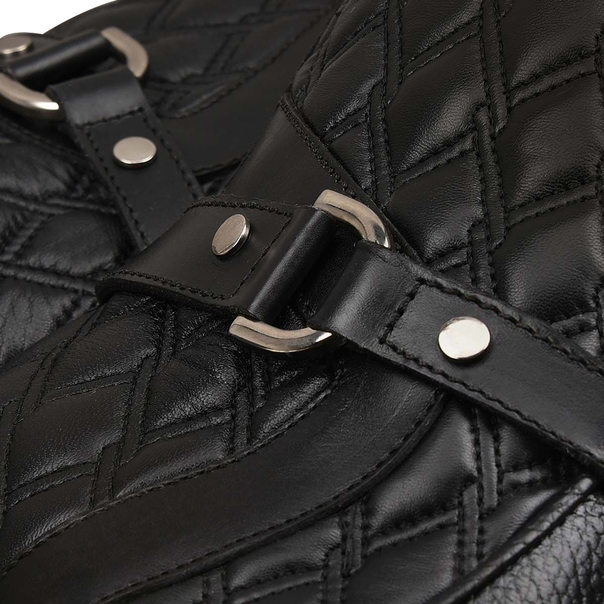 4P05RS - Cuadra black fashion cowhide leather strapped knee-high boots women-Kuet.us