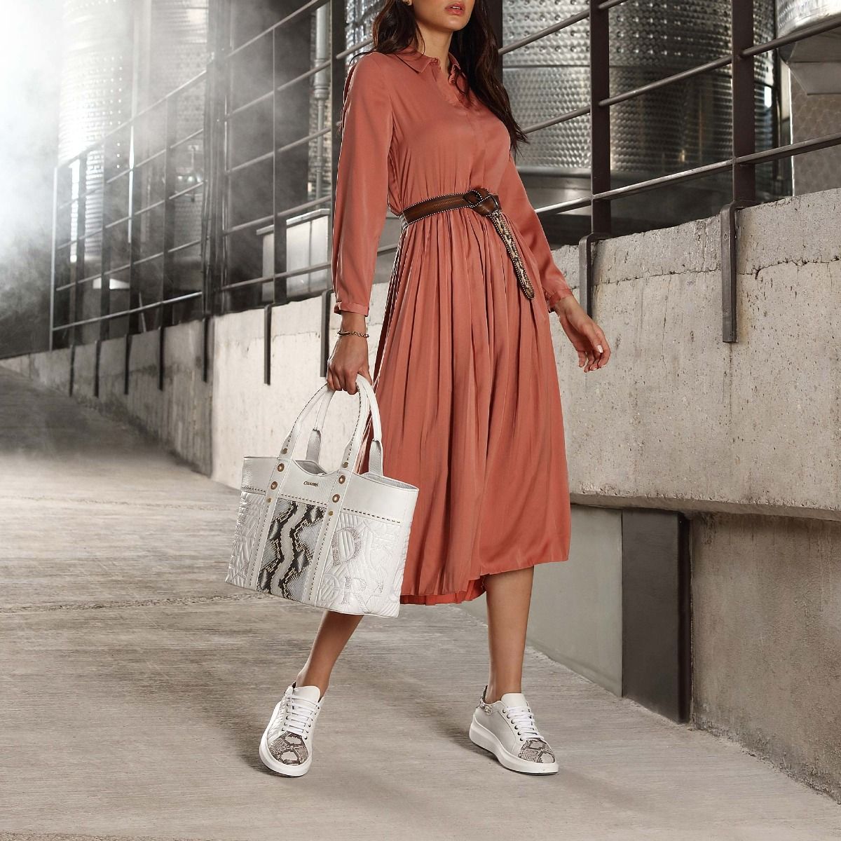 4P3PBKN - Cuadra white casual fashion python leather sneakers for women-Kuet.us