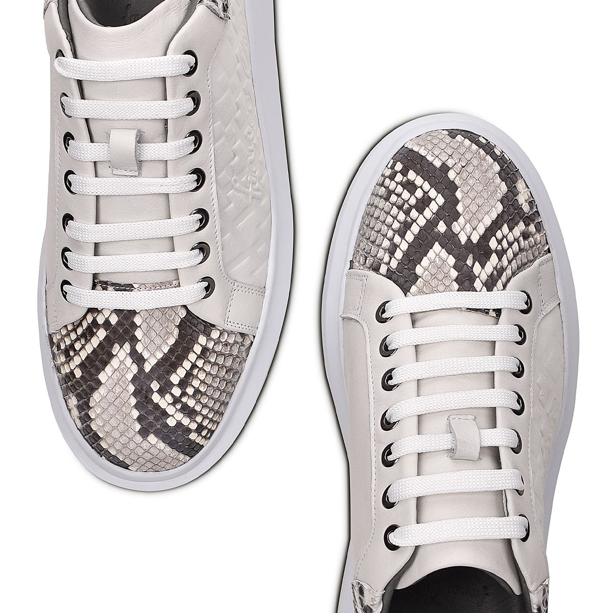4P3PBKN - Cuadra white casual fashion python leather sneakers for women-Kuet.us