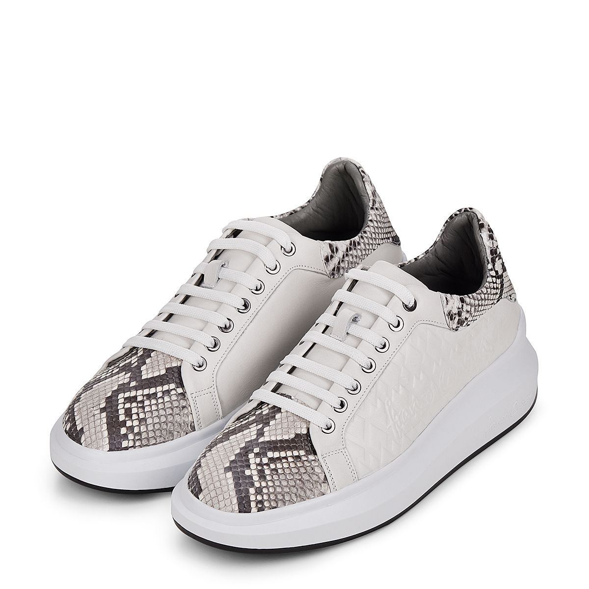 4P3PBKN - Cuadra white casual fashion python leather sneakers for women-Kuet.us