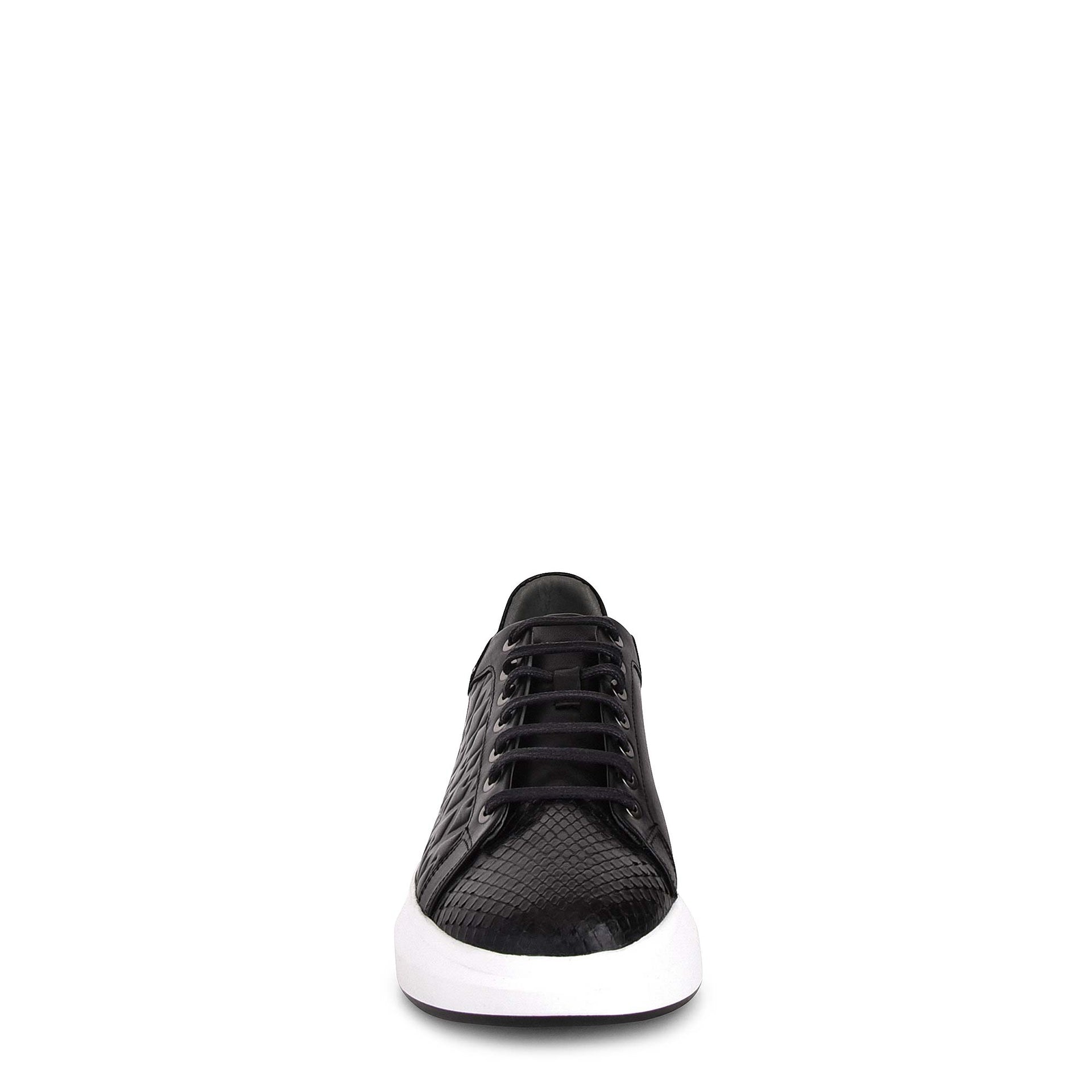 4P3PMTS - Cuadra black casual fashion python leather sneakers for women-Kuet.us