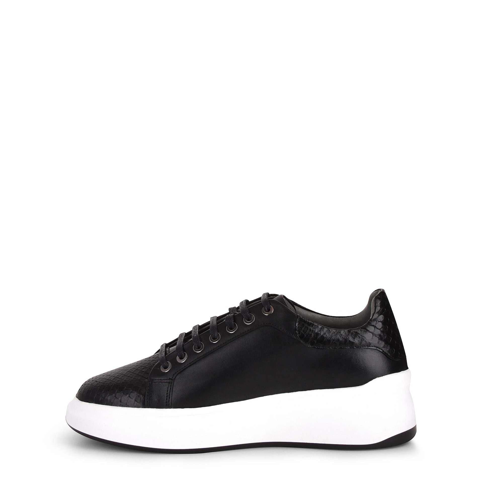 4P3PMTS - Cuadra black casual fashion python leather sneakers for women-Kuet.us
