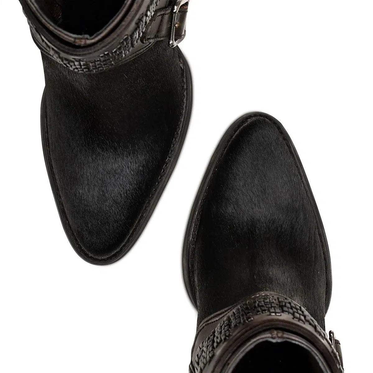 4Q01RP - Cuadra black fashion cowboy cow hair ankle boots for women-Kuet.us