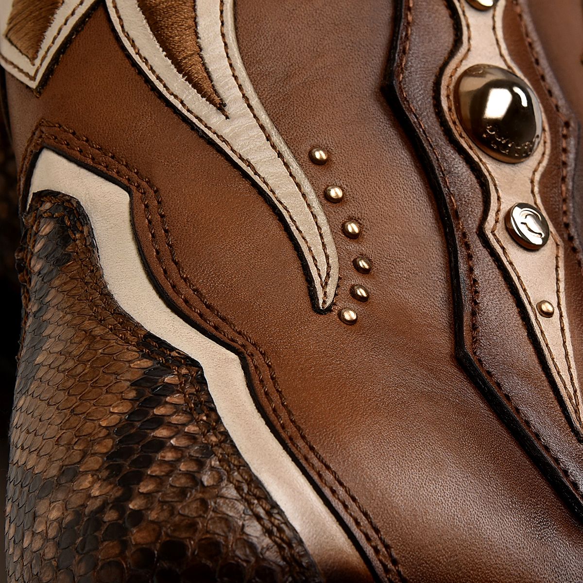 4Q06PH - Cuadra brown western cowgirl python skin ankle boots for women-Kuet.us