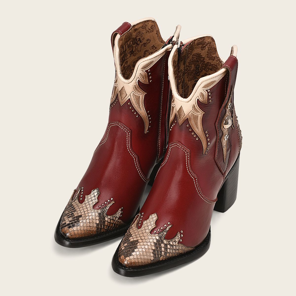 4Q06PH - Cuadra red fashion python skin ankle boots for women-Kuet.us