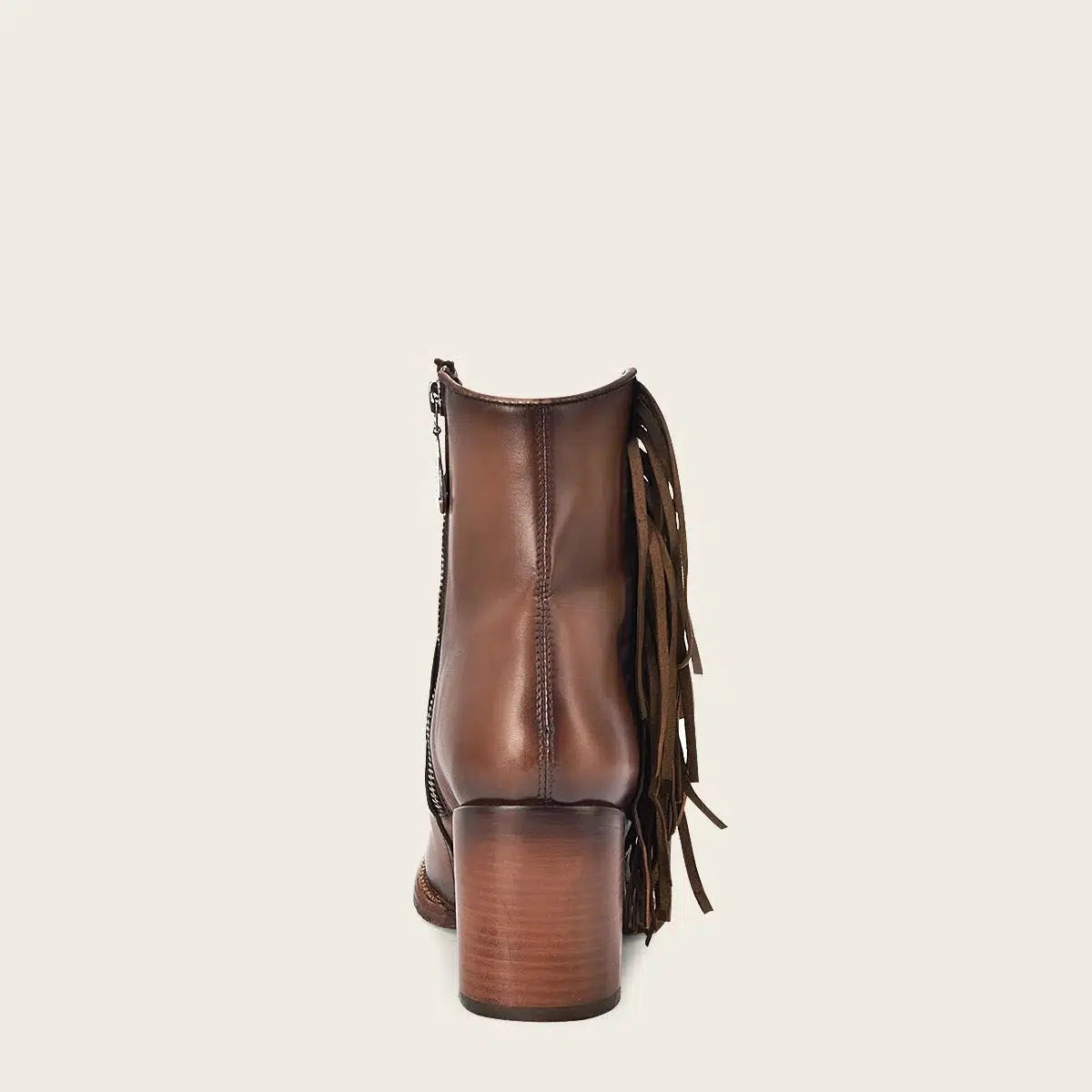 4Q07RS - Cuadra brown western cowgirl cowhide leather ankle boots for women-Kuet.us