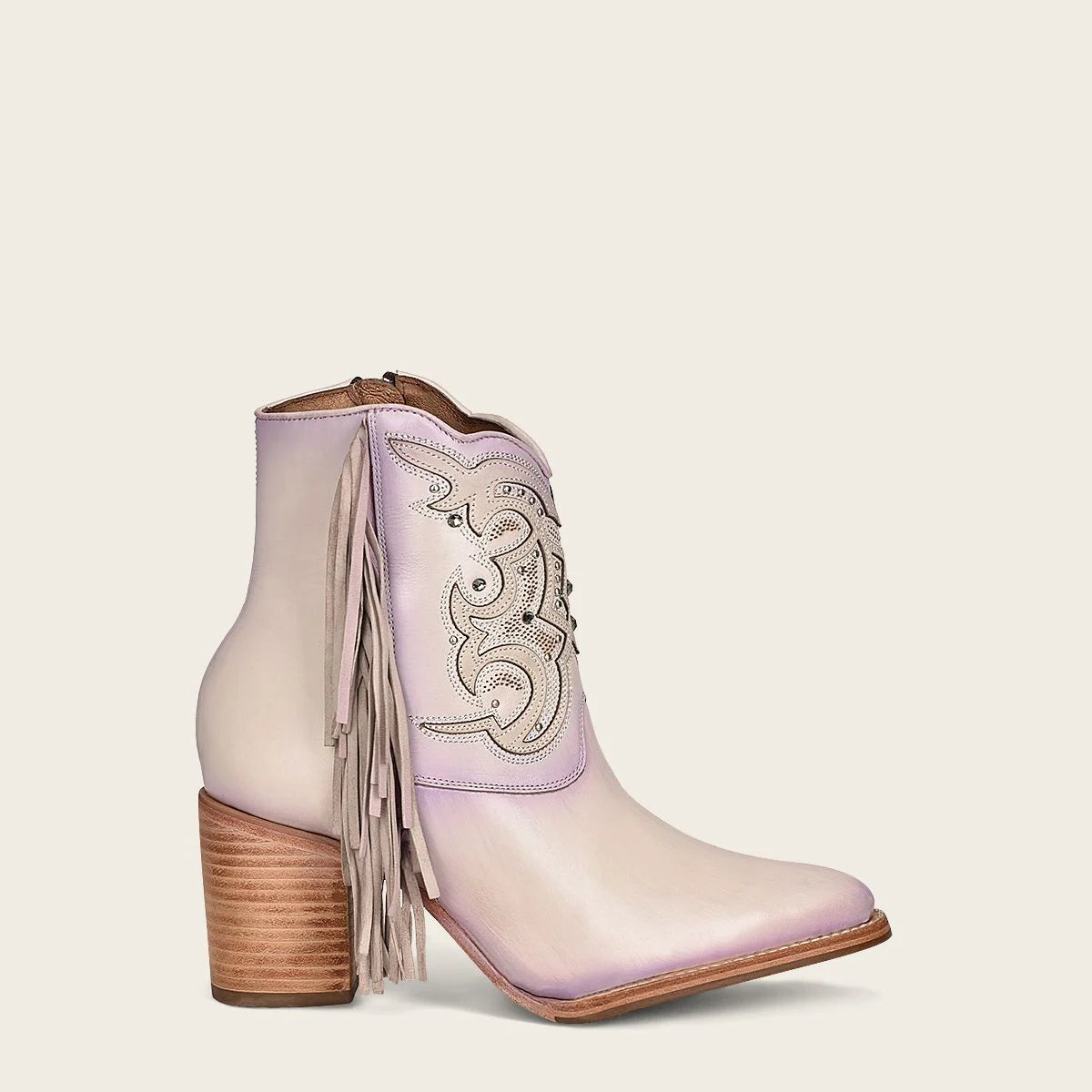 4Q07RS - Cuadra pink western cowgirl cowhide leather ankle boots for women-Kuet.us