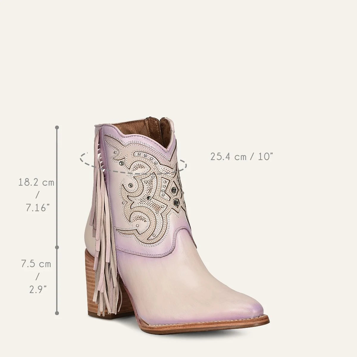 4Q07RS - Cuadra pink western cowgirl cowhide leather ankle boots for women-Kuet.us