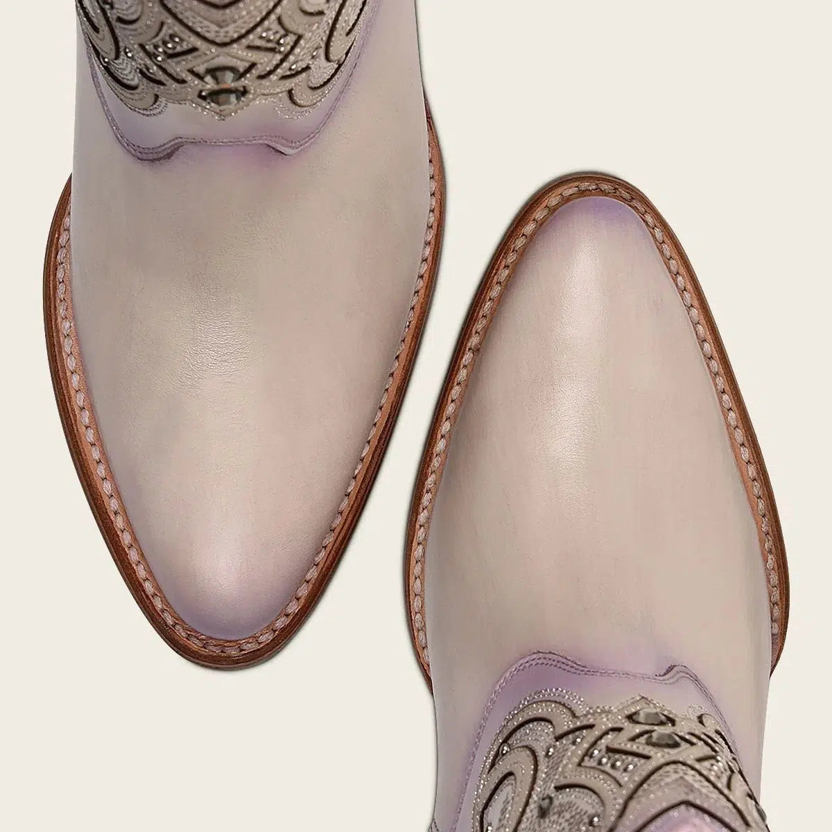 4Q07RS - Cuadra pink western cowgirl cowhide leather ankle boots for women-Kuet.us