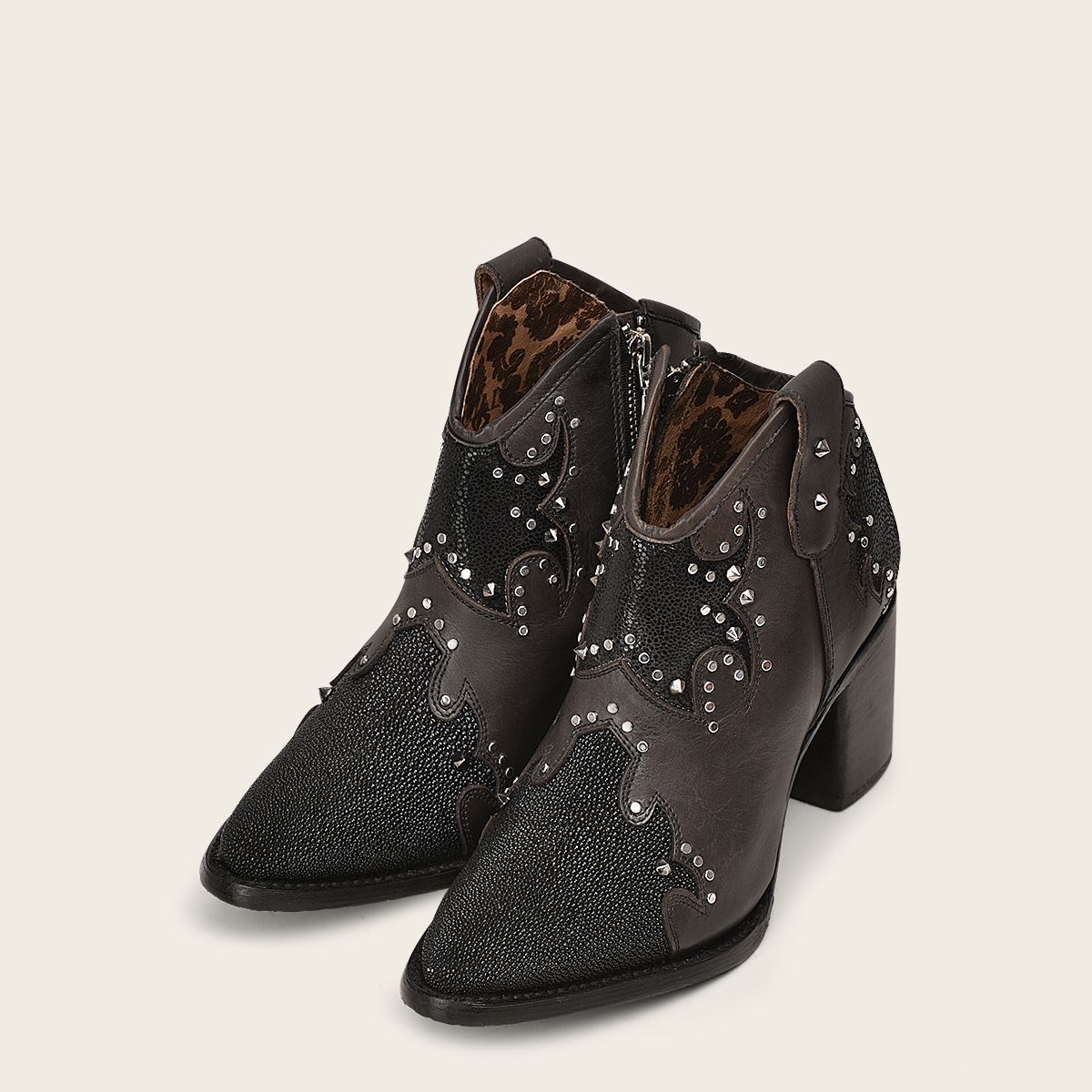 4Q12MA - Cuadra black fashion stingray skin ankle boots for women-Kuet.us