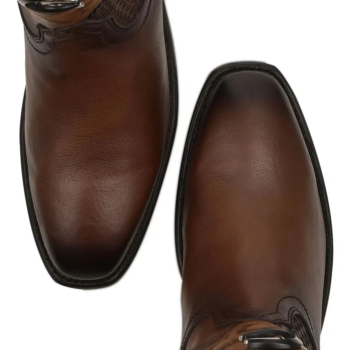 4R01RS - Cuadra brown casual fashion cowboy leather boots for men-Kuet.us