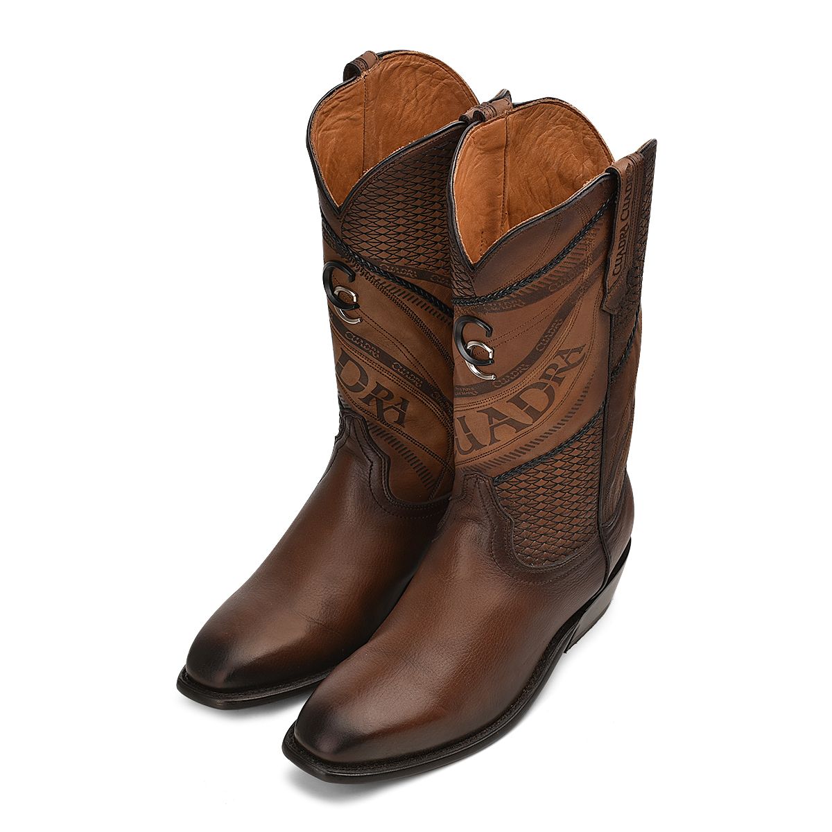 4R01RS - Cuadra brown casual fashion cowboy leather boots for men-Kuet.us