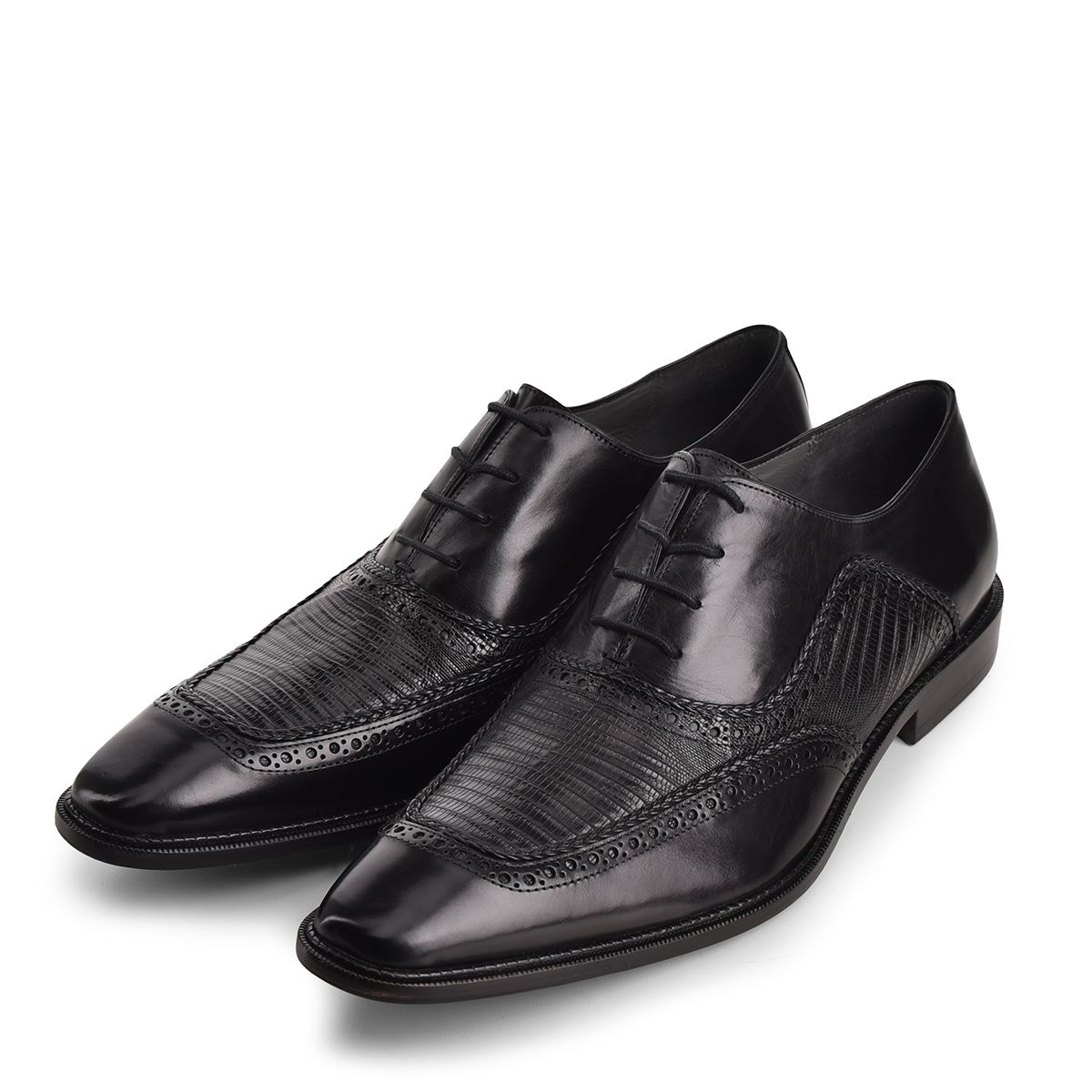 6B0LTBI - Cuadra black dress fashion lizard oxford shoes for men-Kuet.us