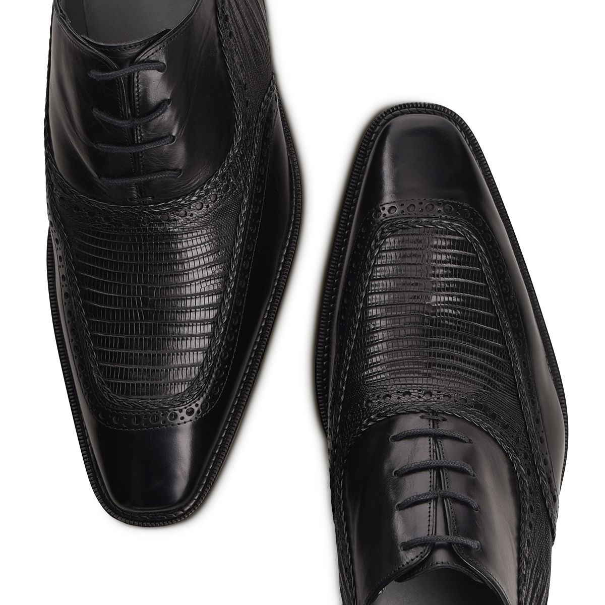6B0LTBI - Cuadra black dress fashion lizard oxford shoes for men-Kuet.us