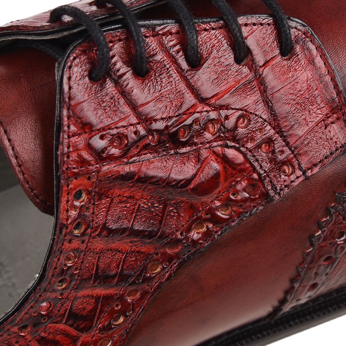 6B1FWBV-Cuadra came dress caiman leather wingtip derby shoes for men-Kuet.us