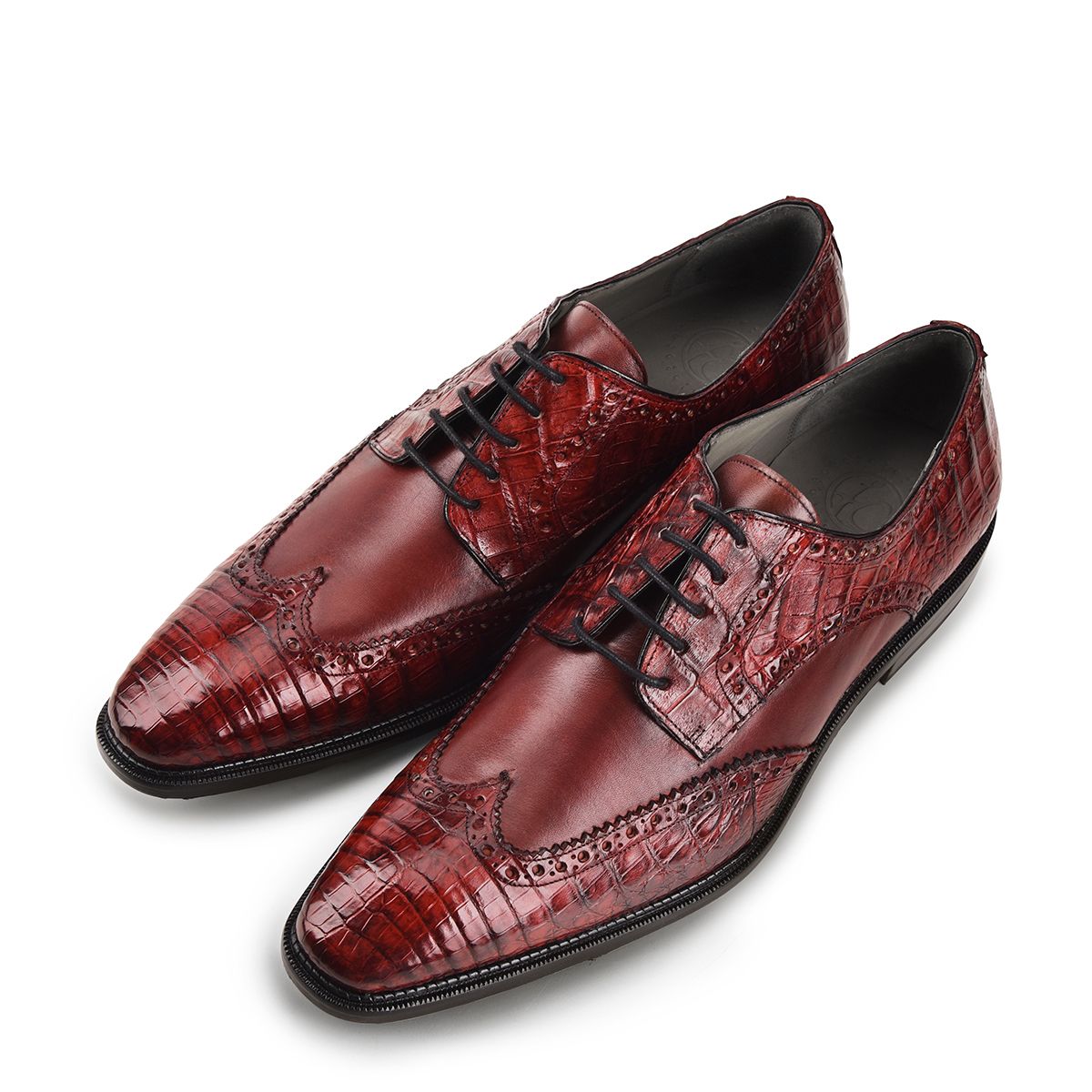 6B1FWBV-Cuadra came dress caiman leather wingtip derby shoes for men-Kuet.us