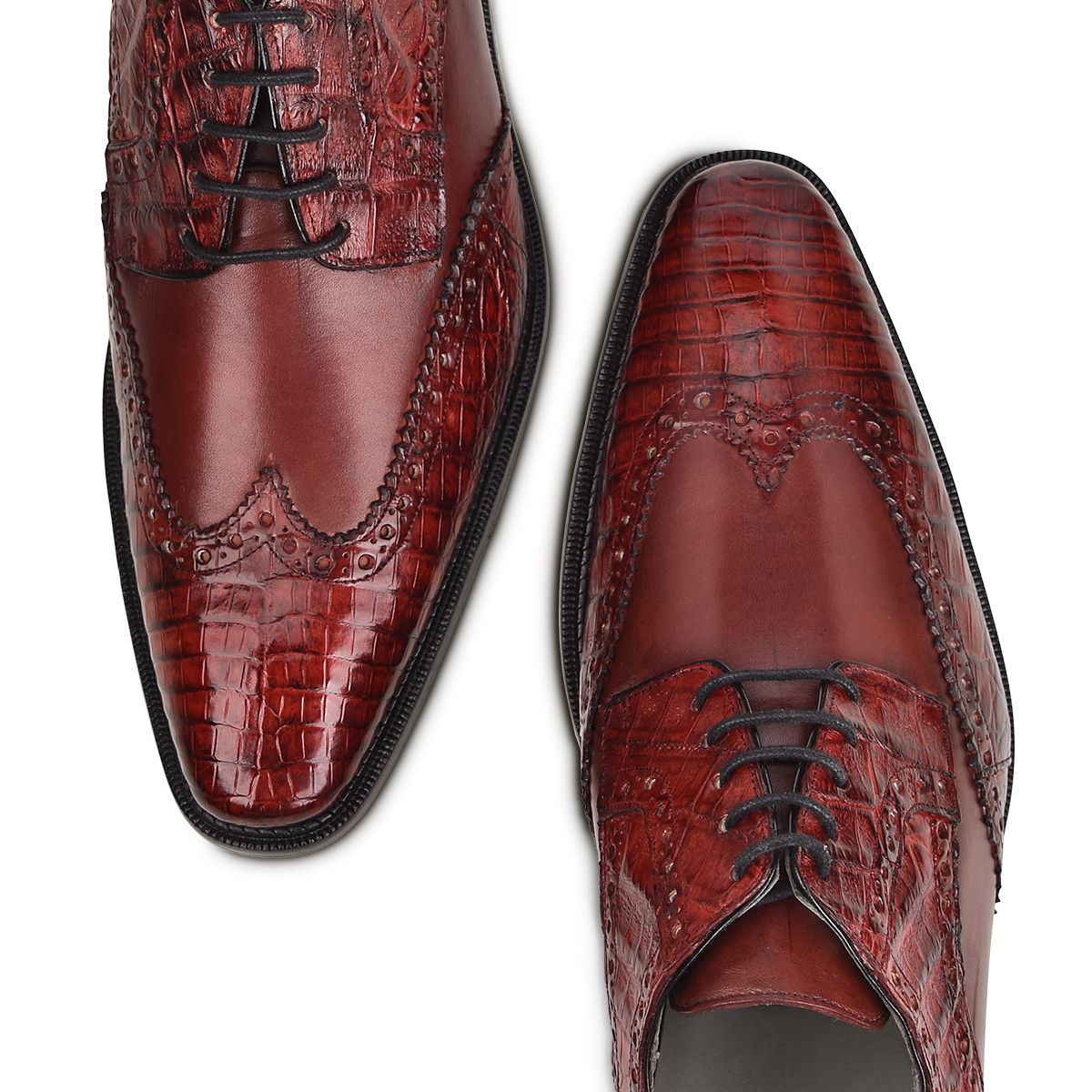 6B1FWBV-Cuadra came dress caiman leather wingtip derby shoes for men-Kuet.us
