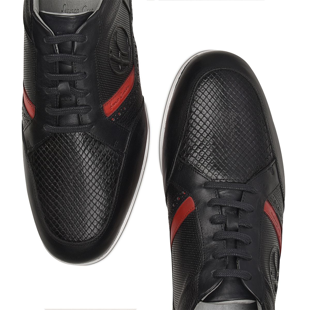 81KPMTS - Cuadra black casual fashion python quilted sneakers for men-Kuet.us