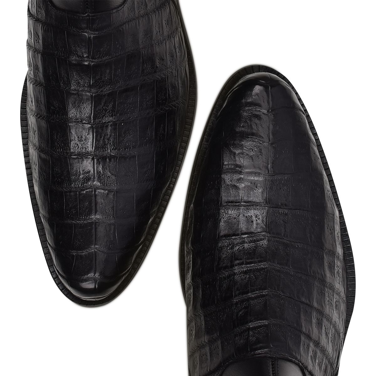 827FWTS - Franco Cuadra black dress casual caiman leather ankle boots for men-Kuet.us