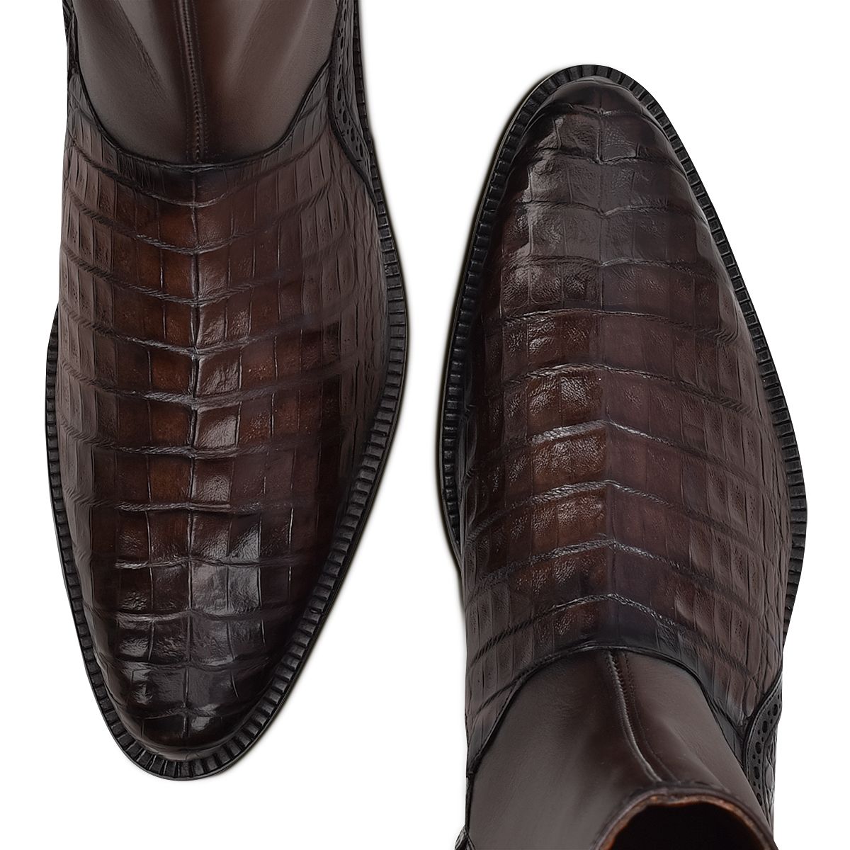 827FWTS - Franco Cuadra brown dress casual caiman leather ankle boots for men-Kuet.us