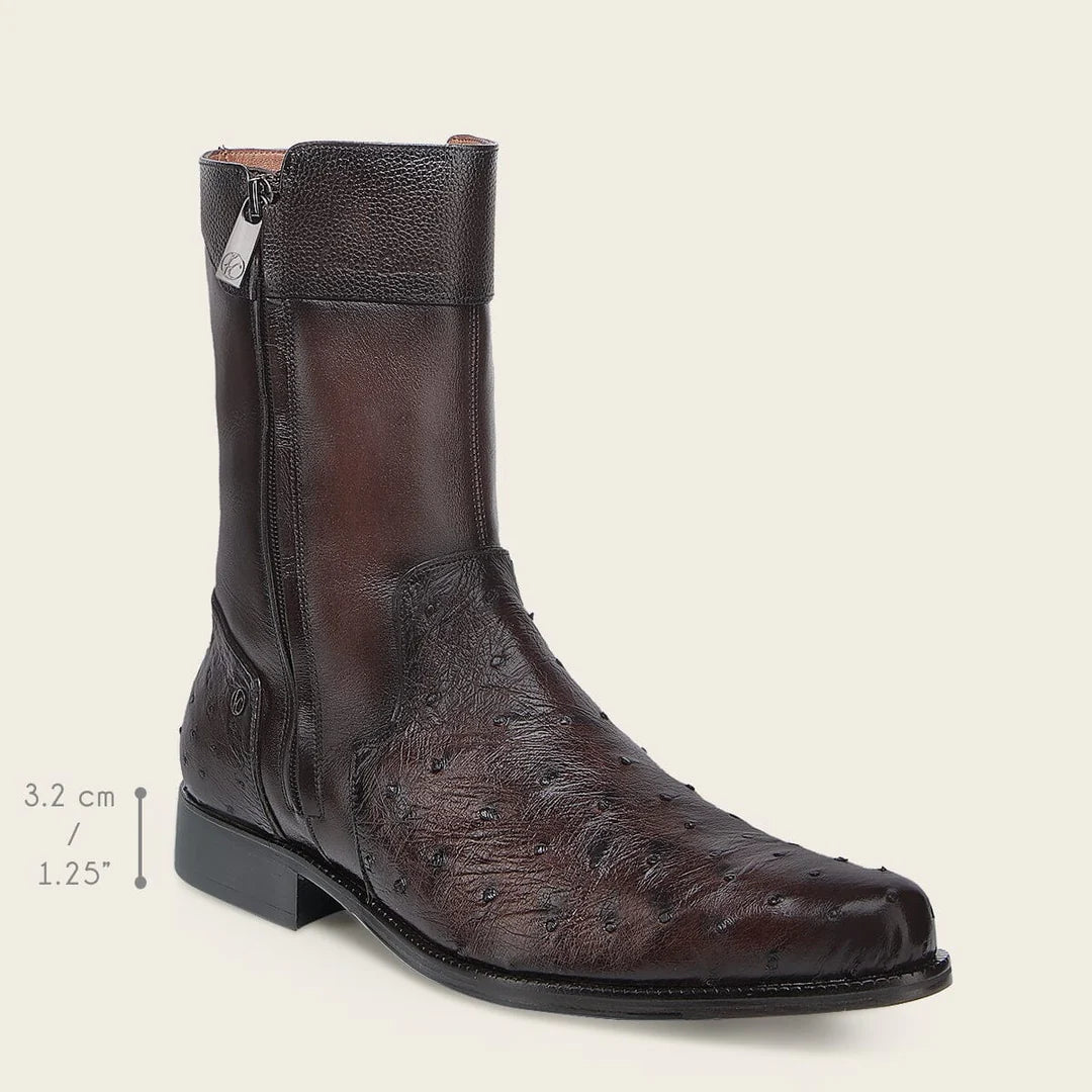 834AVTS - Franco Cuadra brown dress casual ostrich leather ankle boots for men