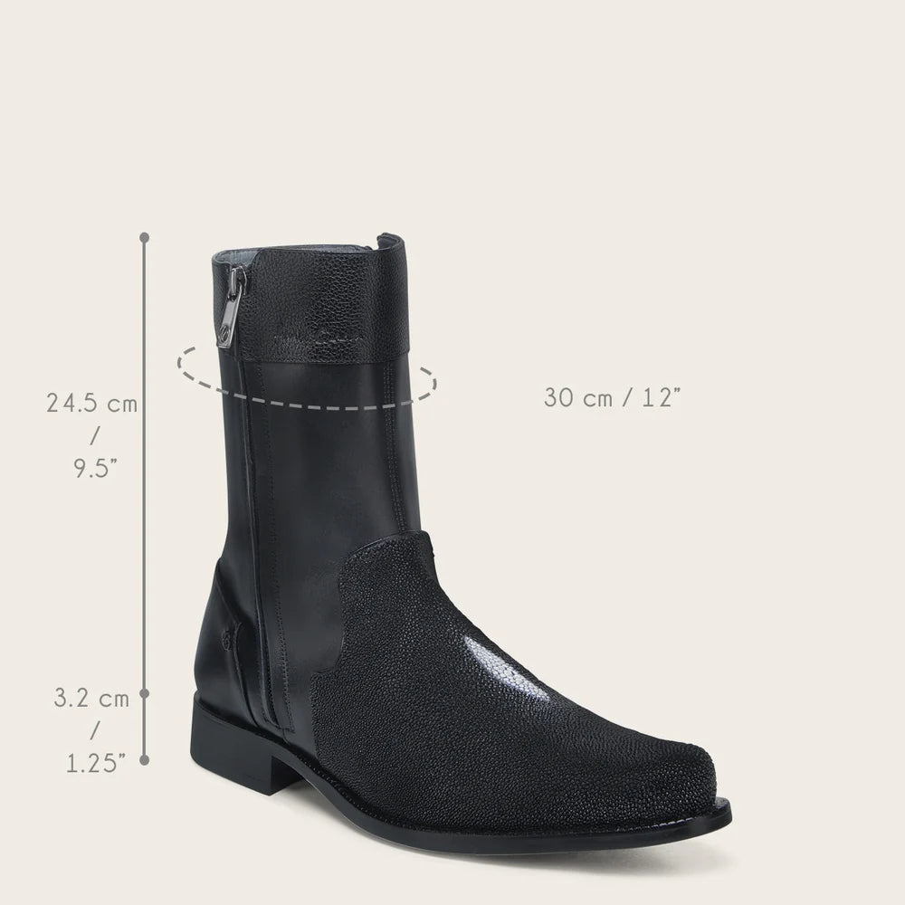 836MTTS - Franco Cuadra Black Dress Casual Stingray Leather Zip Boots for Men