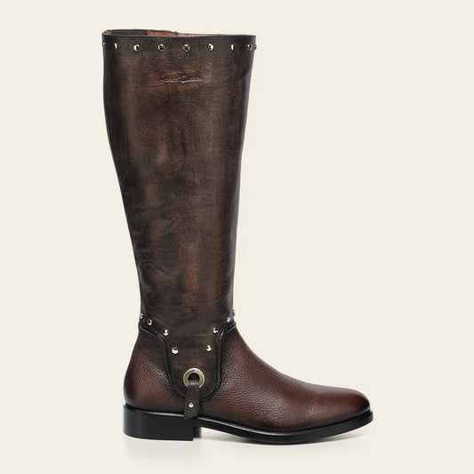 Franco Cuadra brown casual leather riding boots for women.