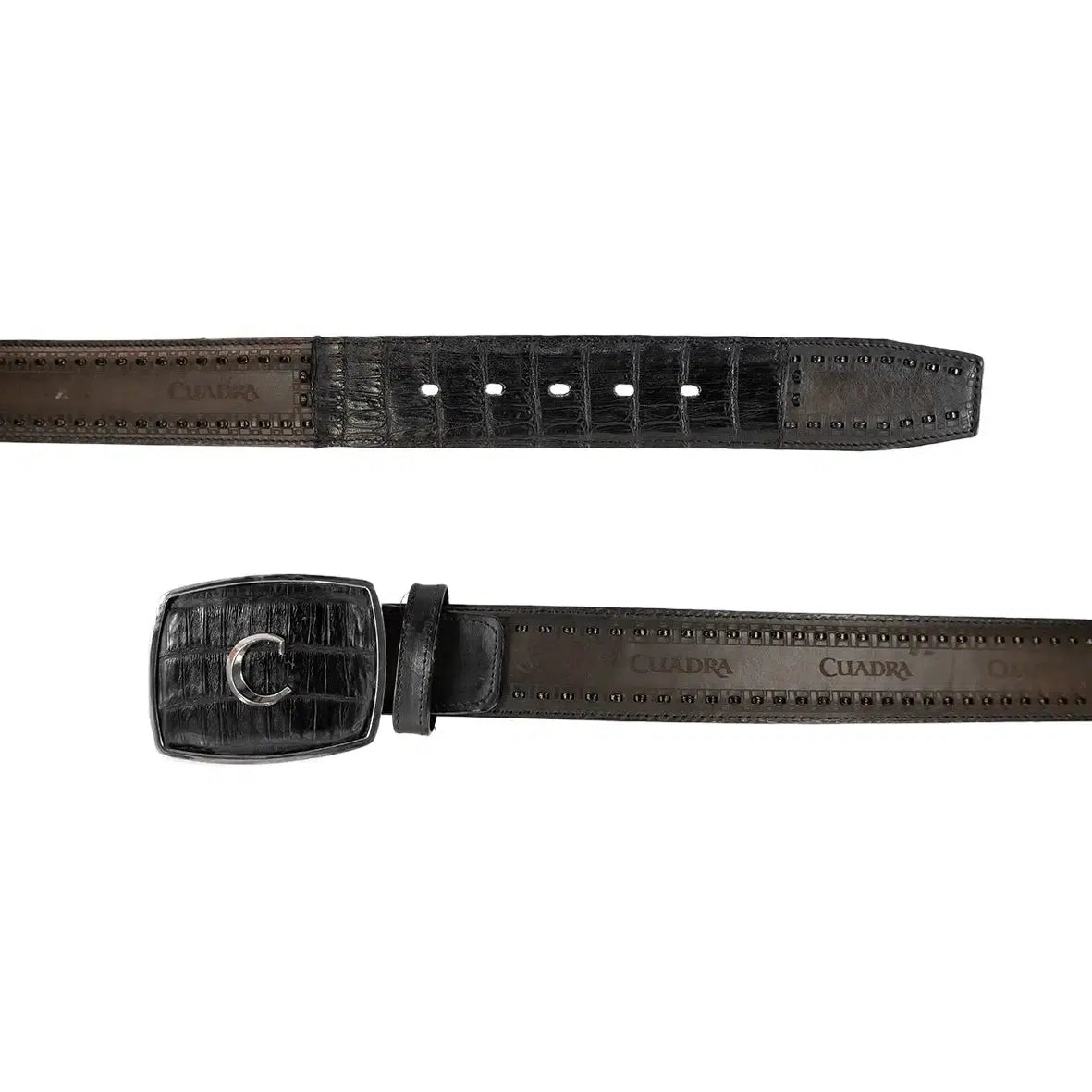 CV397FC - Cuadra black cowboy western fuscus leather belt for men.-Kuet.us