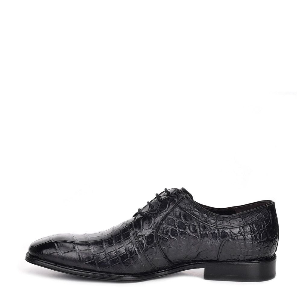 915LPLP - Cuadra black dress casual alligator leather derby shoes for men-Kuet.us